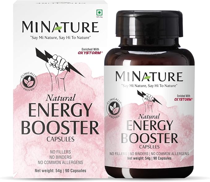 Energy Booster(Pojačivač Energije)-90 kaps.100% prirodno za podizanje energije,širi krvne sudove, poboljšavaju protok krvi. - pojačivač Azotnog oksida od Amaranta obogaćen Oxystormom, 90 biljnih kapsula (500 mg);Mi Nature