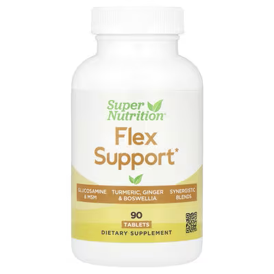 FLEX SUPPORT-(Super Nutrition-USA)/90 tableta,Podrška fleksibilnosti ZGLOBOVA sa Gglukozamin MSM(metilsulfonilmetanom),Hijaluronskom kiselinom, Kurkumom i Bosvelijom(Tamjan) i Đubirom,klinički testiramo