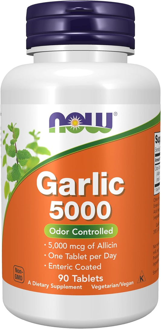 GARLIC (Bijeli luk) sa Alicinom-Prirodnim antibiotikom 5000 Now Foods 90 tableta; Najbolji prirodni antibiotik bez nus pojava ; USA