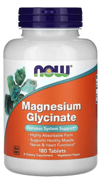 Magnezijum Glicinat(Glycinate),180 tableta (100 mg po tableti); NOW FOODS USA;“zlatni standard”, apsorpcija do 80%, blag za probavu, idealan kod stresa, nesanice i napetosti mišića.Opušta krvne sudove i srcu stabiliše ritam...Preporuka i za sportiste..
