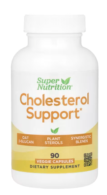 Cholesterol Support;Podrška za Holesterol sa koncentratom zobenog β-glukana, biljni steroli, mješavina povrća i za probavu, 90 veg. kapsula;Super Nutrition USA;za kardio-vaskularno zdravlje.osobe sa slabom probavom i visokim lipidima u krvi