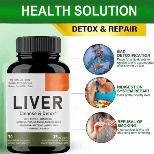 LIVER-Jetra (Čistač&Detoxifikacija i oporavak jetre )70 kapsula sa Mlečnim Čičkom(Silumarinom),Maslačkom i ostalim biljkama+ Vit.E ,Cink i Selen