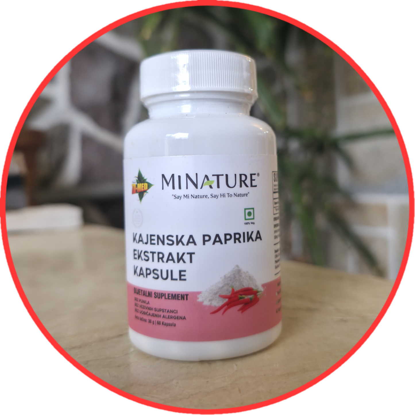 Kajenska paprika Extract-"Cayenne Peper"60 kaps/1000mg u 2 kaps.",Za bolju cirkulaciju,energiju i toplinu.manji LDL Holesterol  i još toga....