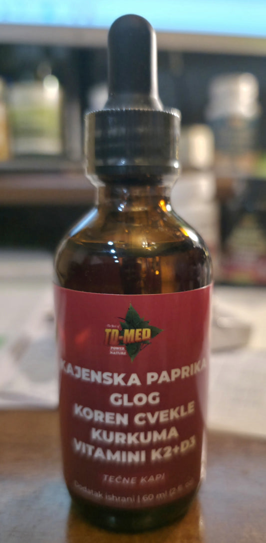 Kajanska paprika+ dodaci-Glog,Cvekla,Kurkuma i Vit.K2-D3(u kapima) 60ml i bolju cirkulaciju