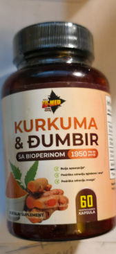 KURKUMA & Đumbir Extact(Organik)60 kaps.-1950mg;za bolju apsorcoiju i bio-raspoloživost; Za Kosti-bol ,Artritis,Digestivni trakt,Antioxidant ,za Žučnu sekreciju i bolji rad Jetre. Naš BREND- REKLAMNA Akcija !
