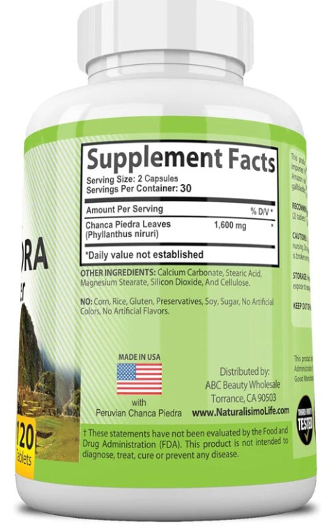 Chanca Piedra 1600 mg - 60 caps.; za  Kamen u bubregu i mokraćne kanale, giht i alkalnost,Žučna kesa..detoxikacija  (Peru- Chanca Piedra Made in the USA)