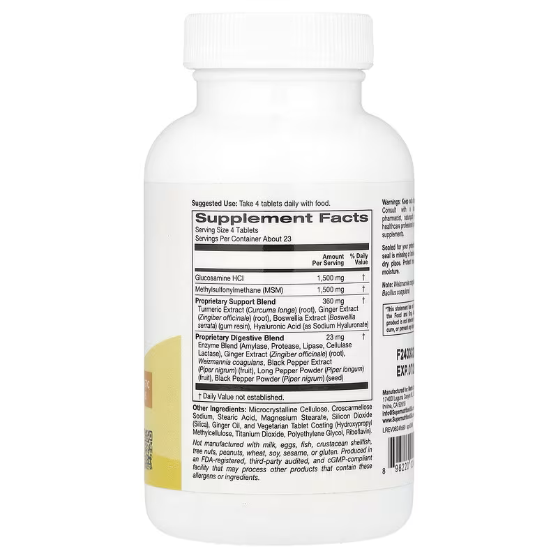 FLEX SUPPORT-(Super Nutrition-USA)/90 tableta,Podrška fleksibilnosti ZGLOBOVA sa Gglukozamin MSM(metilsulfonilmetanom),Hijaluronskom kiselinom, Kurkumom i Bosvelijom(Tamjan) i Đubirom,klinički testiramo