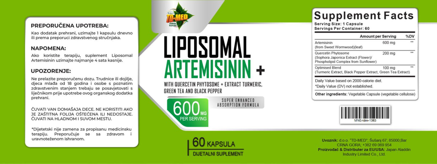LIPOZOMALNI ARTEMISININ+; Artemisinin(Slatki Pelin)za imunitet u borbu sa kancerom...Naš Brend u saradnji sa "Japan Aladdin Biotech Co.Ltd"(za USAi EU);Reklamna Akcija, prvi put na našem tržištu