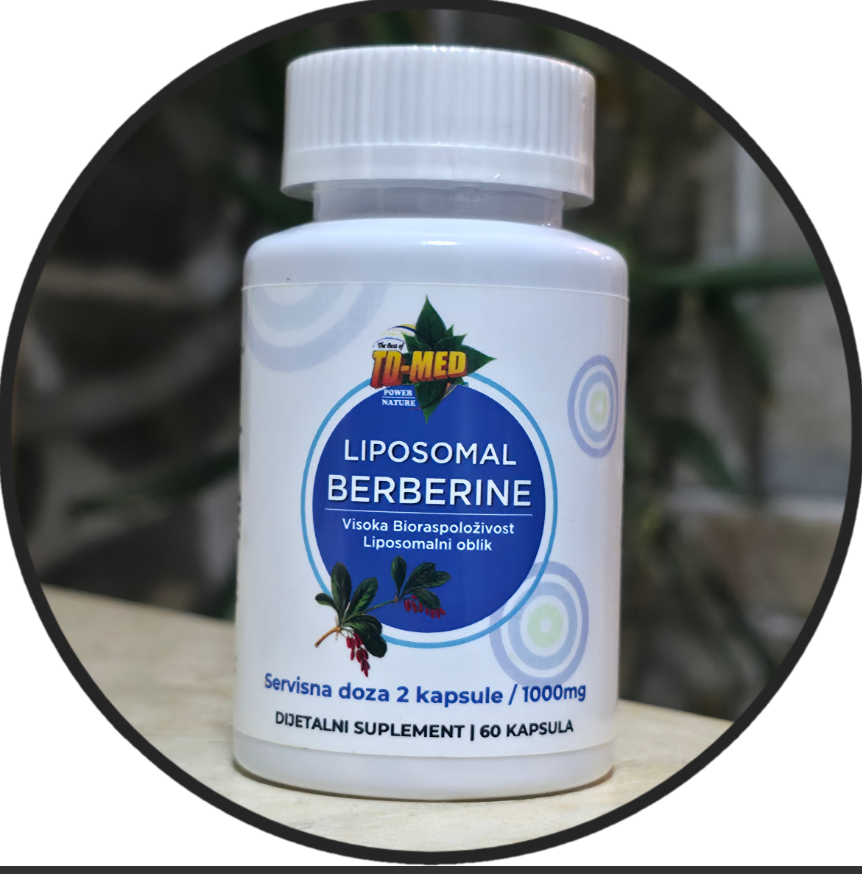 Berberin LIPOSOMAL 1000mg/2 kapsule(500mg/ 60 kaps).Podrška metabolizmu, nivou šećera u krvi,insulinskoj rezistenciji,energiji, težini i kardiovaskularnom zdravlju Naš Brend & "Japan-Bingo Aladdin Bio-tech Co.Ltd" za USA/Eu Reklamna cena-ISKORISTE je !