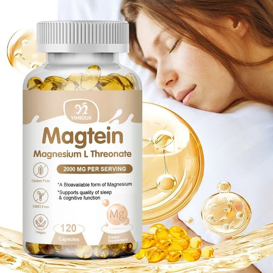 MAGTEIN-Magnesium L-Threonate 120 kaps.,2000mg doza u 2 kaps;Moćan dodatak za mentalnu oštrinu i opšte blagostanje!za opušten san i pomaže u koncentraciji i fokusu, to daje osjećaj povećane energije i produktivnosti tokom dana