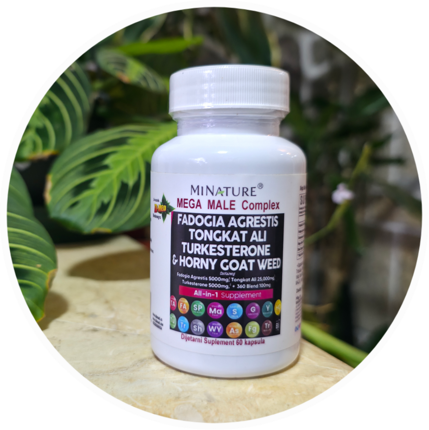 MEGA MALE- komplex 60 caps. sa Tongkat Ali,Fadogia,Turkesterone&HORNY Goat Wed sa komplexom biljnih mocnih dodataka uljučujuću i čiveni Shilajit + ostali.... sa Blak Paperom za bolju apsorciju, Mi NATURE