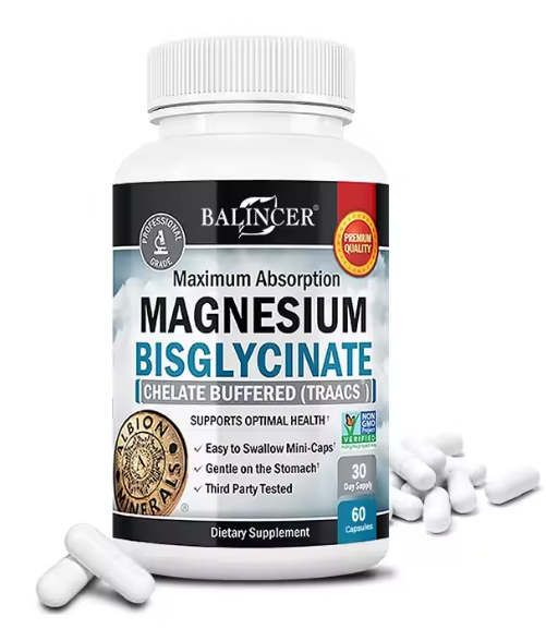 Magnesium Bisglycinate 60 caps. Podržava mišiće, zglobove i srce, za više energije,za mišiće-grčeve i napetost,za kardio,manje stresa.Najbolja apsorcija,blaga doza..."Balincer"-USA,Ograničene količine!