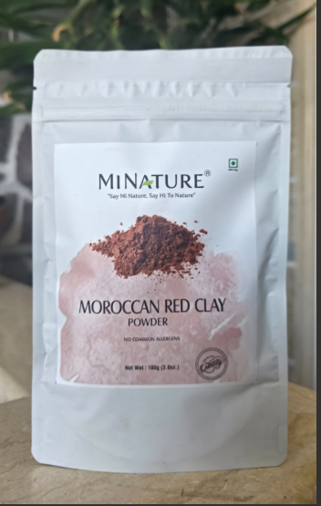 Moroccan RED Clay;(Marokanska crvena glina-čista) 100g;Mi Nature-Original;za čišćenje lica i masku za prečišćavanje, posebno za osobe sa osetljivom kožom.
