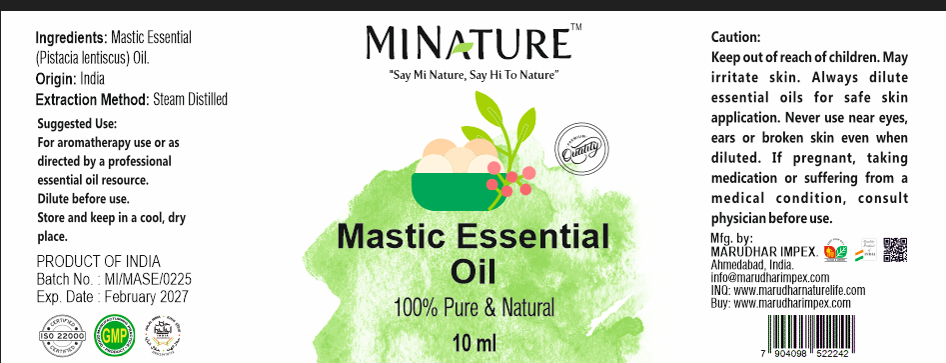 Mastic Gum Esencionalno ulje,100%čisto- 10ml;"Mi Nature";Podrška digestivno sistemu,borbi sa Helico i još toga...