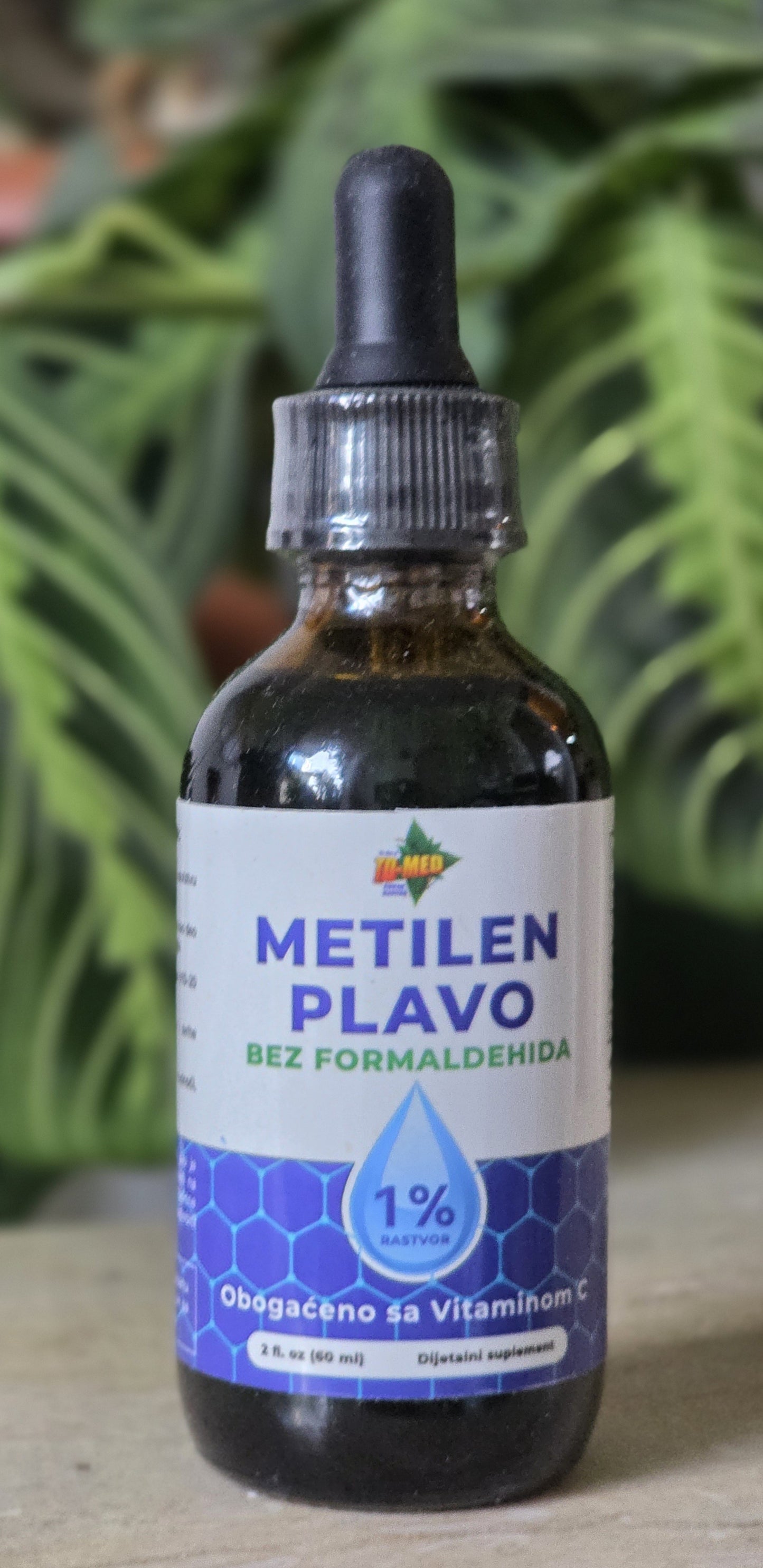 Metilen Plavo-Methylene Blue 60ml-1% USP +Vit.C;Za Ublažavanje  Migrena, Depresije i Anksioznosti,više energiju;Brži oporavak nakon trovanja ili infekcija. za koncentraciju, pamćenje i ukupnu kognitivnu funkiju,protiv parazita,i bolova u krstima