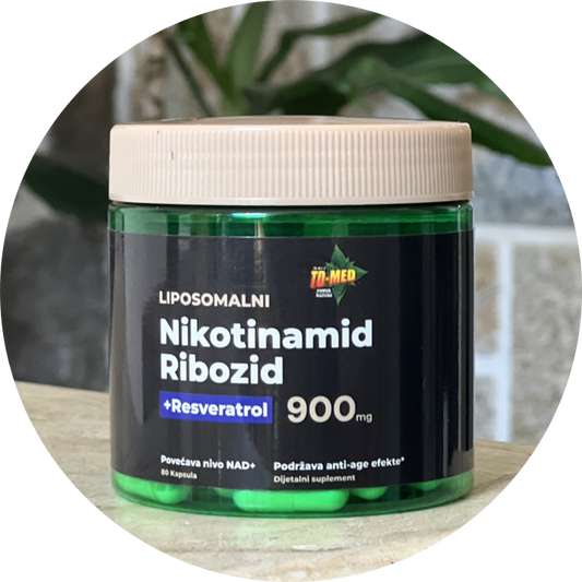 NR -*Liposomalni (NICOTINAMID RIBOZID) +Rezveratrol,Quercentin, 60 caps./900mg;Povećava nivoe NAD+ i efekte protiv starenja (podmaldjivanje ćelija kože i tijela,mišica i energije).Sa boljom apsorcijom! naš Brend "TD-MED" po normalnoj cijeni!