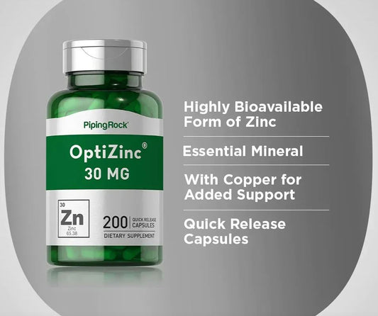 CINK (OptiZinc)sa dodatkom Coper-Bakra 30mg-200kapsula(Veliko pakovanje za 200 dana);PipingRock USA
