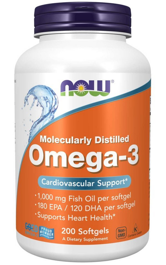 Omega-3 Fish Oil, 1000mg / 180 EPA/120 DHA, 200 ribljih mekih kaps-Now Foods USA * Veliko pakovanje Extra čistoće za 100 dana upotrebe)