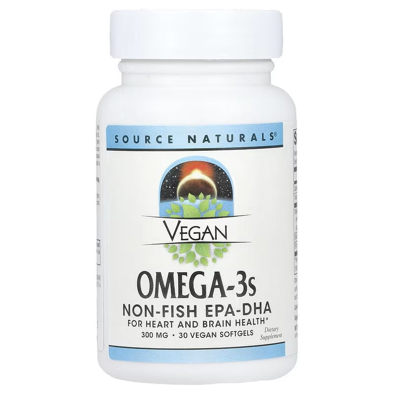 Veganske-biljne Omega-3s , EPA-DHA, 300 mg, 30 veganskih mekih kaps. Source Naturals,USA