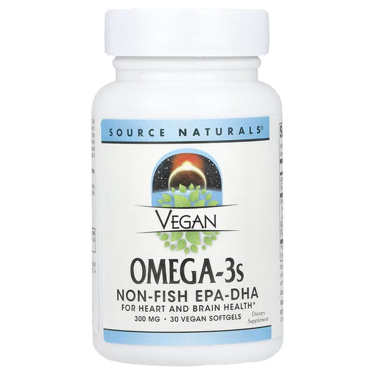 Veganske-biljne Omega-3s , EPA-DHA, 300 mg, 30 veganskih mekih kaps. Source Naturals,USA