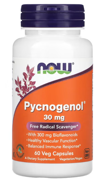 Pycnogenol (Piknogenol)30mg/60 caps sadrži dvije izuzetno moćne komponente: Pycnogenol® (ekstrakt francuskog morskog bora) i Citrus Bioflavonoid Complex;Now Foods-USA;Idealna mješavina za zdravlje krvnih sudova-srca,problema sa venama,zglobova i kože