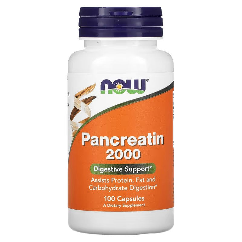 Pancreatin, 100 caps - 200 mg,Now Foods;Preporučuje za poboljšanje funkcije probave zbog značajnog prisustva tri bitna  enzima(Amilaze,Proteazei i Lipaze)