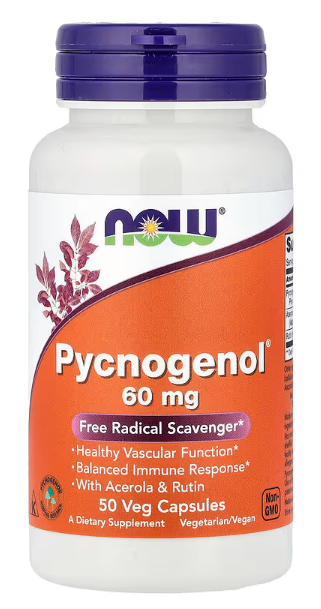 Pycnogenol (Piknogenol)60mg/50 caps sa dodatcima Acerole i Rutuna-Now Foods;Idealna mješavina za zdravlje krvnih sudova-srca,problema sa venama,zglobova i kože