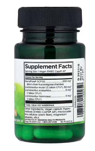 RAUTERI Plus,30 kaps.Probiotik  sa probiotičkim dodatcima L. Rhamnosus, L. Acidophilus i FOS prebiotičkin vlaknima,sve za probavu i za zdravlje crijeva sa 7 milijardi CFU po kapsuli sa probitičkim vlaknima  ; Swansom USA;Preporčljivo od Dr.Nestorovića