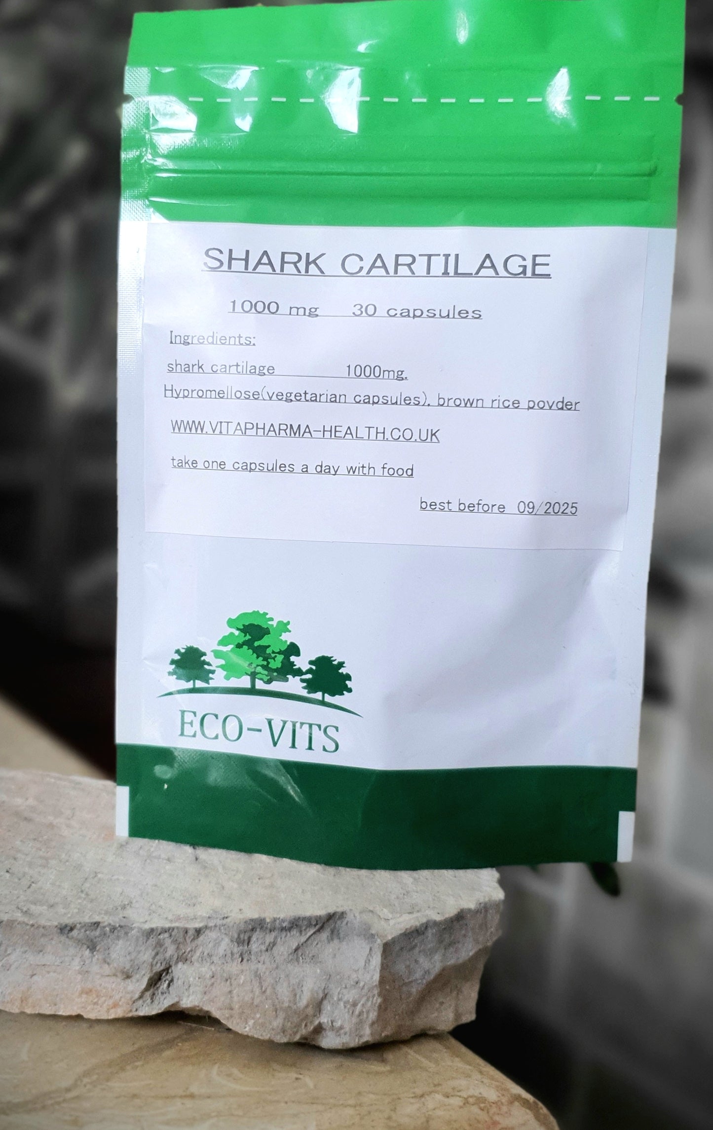 SHARK CARTILAGE (Ajkulina Hrskavica) 30 caps-1000mg: Za bolje zglobove i kosti,upalne procese zglobova i infekcije ..ECO-VITS UK