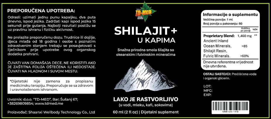 Shilajit u kapima 60ml-1460mg,Lako rastvorljivo ,100%prirodno sa sertifikatom,sa >60%Filvinske kiseline;>85 svih minerala;Prvi put kod nas,Za više energije i vitalnosti..Reklamna akciska cijena.