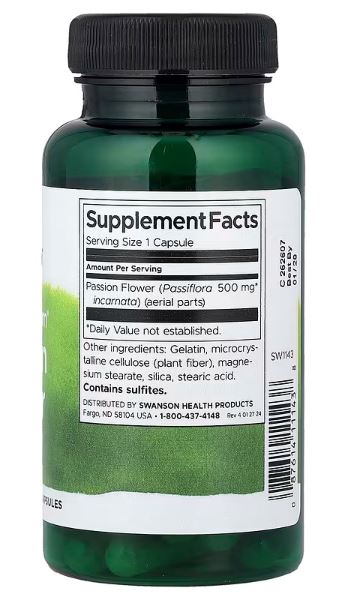 Passion Flower-(Passiflora incarnata-"Cvijet strasti")500mg- 60 caps.SWAMSON;Podrška za više smirenosti i opuštanju,mentalne napetosti,kvalitetnom snu