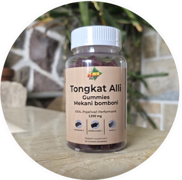 Tongkat Ali sa Horny Goad Weed;gumies-60 kom.Sa 1000 mg Tongkat Ali 300:1 i 200 mg Horny Goat Weed ekstrakta, za podršku performansama, fokusu i seksualnom zdravlju.idealno za sportiste i starije osobe sa manjkom energije