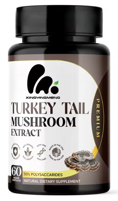 Turkey Tail Mushrom-Extract 60 caps.Proizvedeno u SAD-u - Ekstrakt plodnih tijela gljive - 1000 mg, 50% polisaharida - Podrška Imunitetu i antioksidativne prednosti.Reklamna aksiska cijena sa popustom