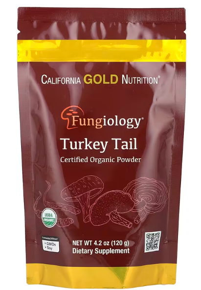 Turkey Tail-gljiva,certificirani Organski prah 120 g;California Gold Nutrition, Fungiology®USA;Podrška Imunitetu i antioksidativne prednosti,Beta-glukani, zdravlje probavnog sistema
