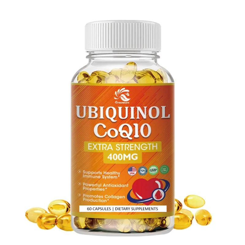 Ubikinol COQ10-Ubiqunol (60 caps,)-400mg;Extra snage + dodatak Vit.E i Bioperina;;Grenshure-Shangay-Kina; 400mg+ u 2 cap; Za bolji rad srca i energiju srčanog mišica