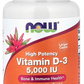 Vitamin D-3, visoka potencija, 5.000 IU, 240 mekih gelova , Now Foods