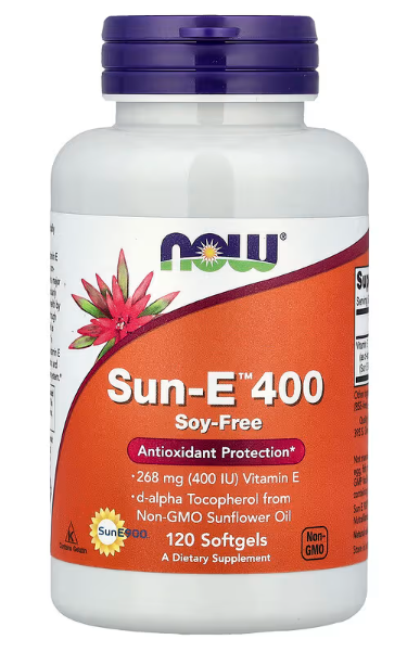 Vitamin "SUN" E-400,Antioksidant,120 softgells;Now Foods-USA;za 4 mjeseca ;prirodni d‑alpha‑tocopherol, oblik vitamina E koji tijelo najbolje prepoznaje i apsorbuje. Podržava zdravlje srca i cirkulaciju, kože, imuniteta i štiti ćelije