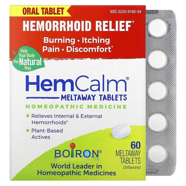 Za ublažavanje Hemoroida-HemCalm tablete Homeopathic Medicine ,bez arome, 60 topivih tableta;Natural Way- USA;Ublažava unutrašnje i spoljašnje hemoroide