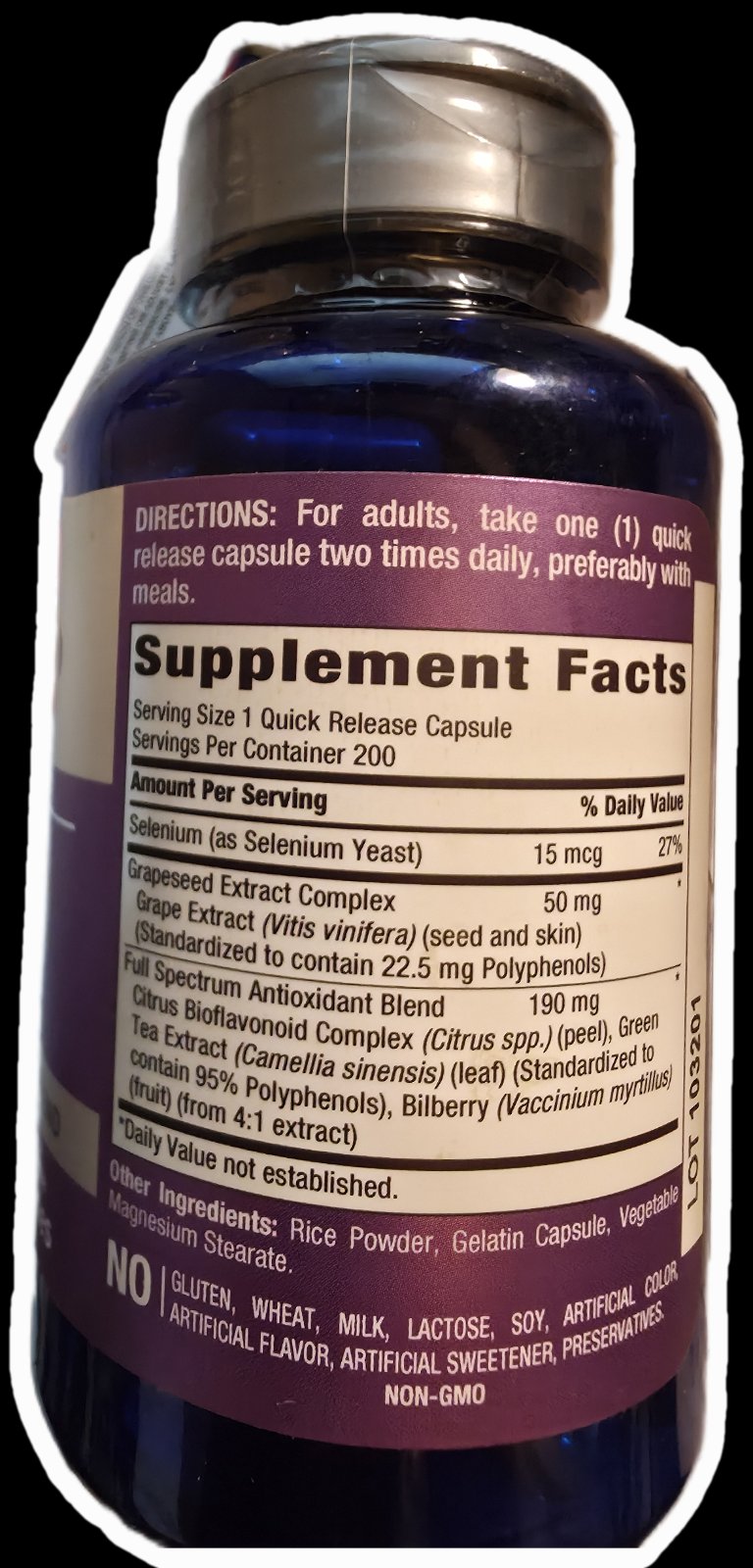 Grape Seed Extract(iz Semenki Groždja) sa dodatcima Selenijuma,Citrus Bioflafnoidima,Green Tea Extract,Borovnica extract;Za Imunitet.za Štitnu podrška,Cirkulkaciji.manji LDL holesterol,,poboljšava vida,pušače i starije.. i još toga...Posebna akcija !