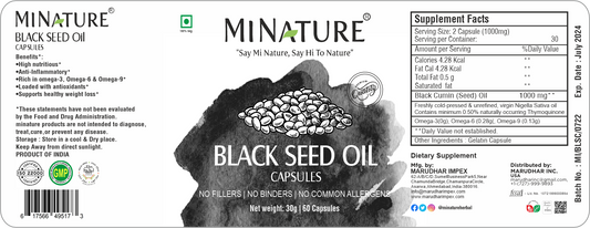 Crni kim uljane 60 kaps,Black Seed Oil caps-1000mg ,Visok sadržaj 0,50% TIMOQUINONA,Mi Nature
