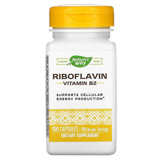 B-2 Vitamin Riboflavin 100mg,100 caps, Nature Way USA