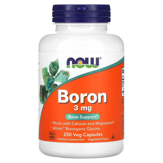 Boron- mineral Bor , 3mg, 250 kapsula- Now Foods USA; Podrška zdravlju kostiju-veliko pakovanje
