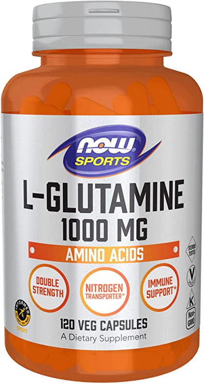 L-glutamin, dvostruka snaga, 1000 mg, 120 biljnih kapsula, Now Sports USA